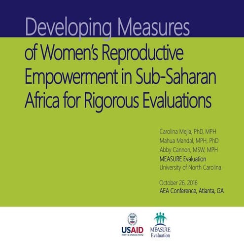 Developing Measures  of Women’s Reproductive Empowerment in Sub-Saharan Afric...