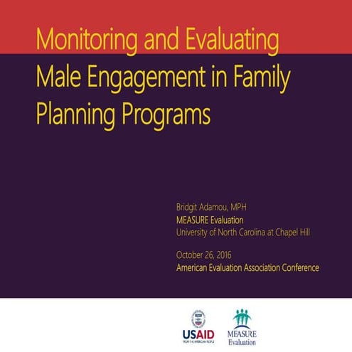 Monitoring and Evaluating Male Engagement in Family Planning Programs
