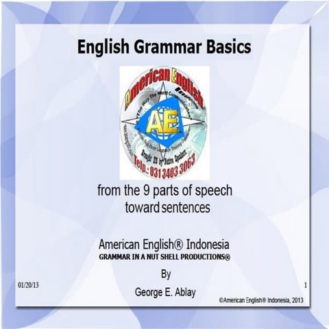 Quick Reference to English Grammar