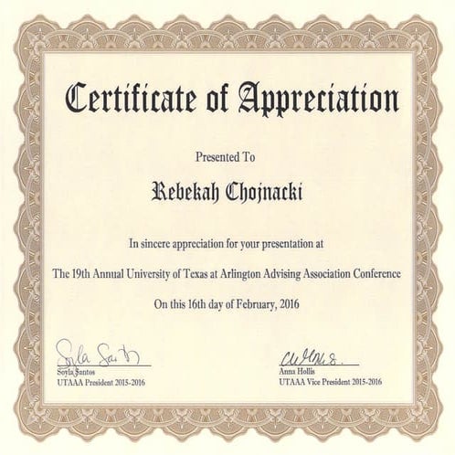 UTAAA 2016 Certificate