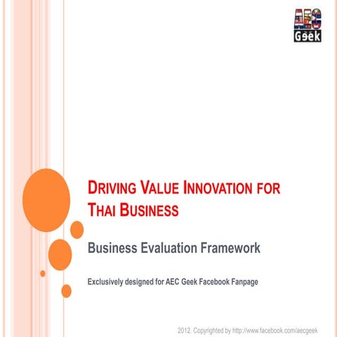 Driving Value Innovation for Thai Business: Business EvaluationFramework