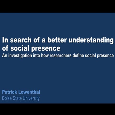 AECT 2015 - Defining social presence