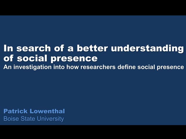 AECT 2015 - Defining social presence