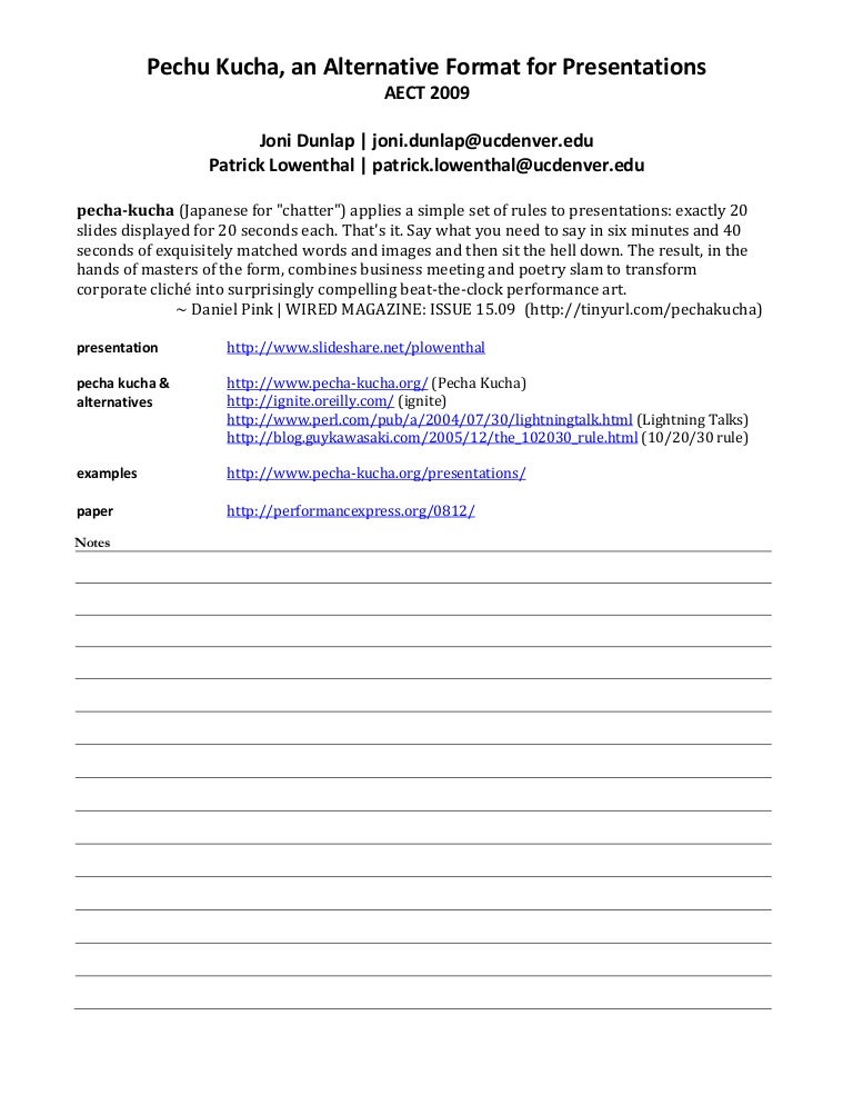 aect 2009 pecha kucha handout aect 2009 pecha kucha handout, Presentation templates