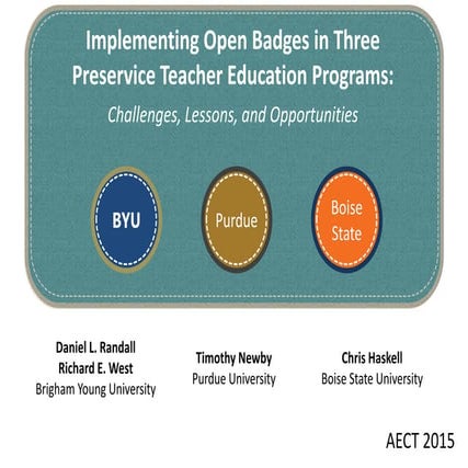 Implementing Open Badges in Three Preservice Teacher Education Programs 2015