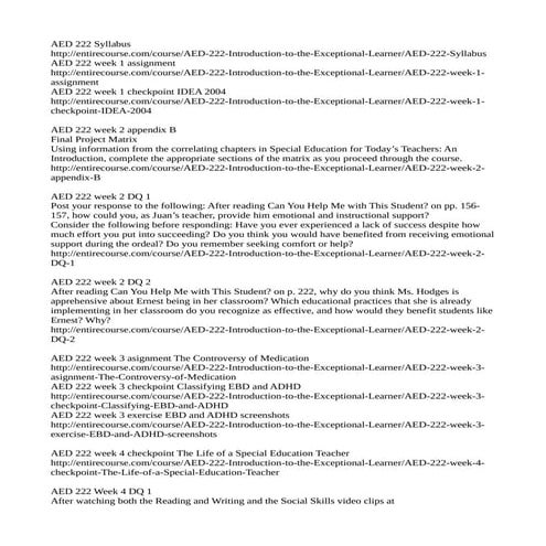 AED 222 (Introduction to the Exceptional Learner - entirecourse.com)