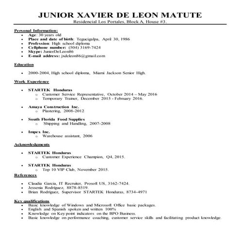 Junior de Leon_Resume_2016