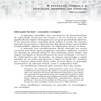 A educação formal e a educação informal em ciências | PDF