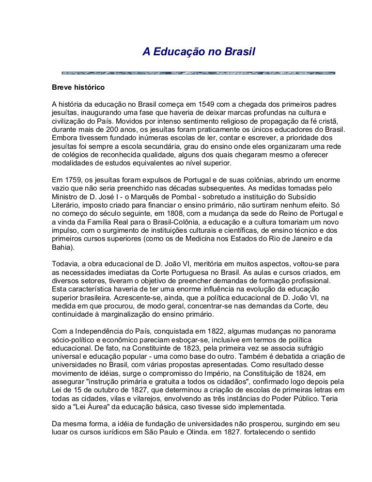 Que Problemas O Autor Identifica Na Educação No Brasil