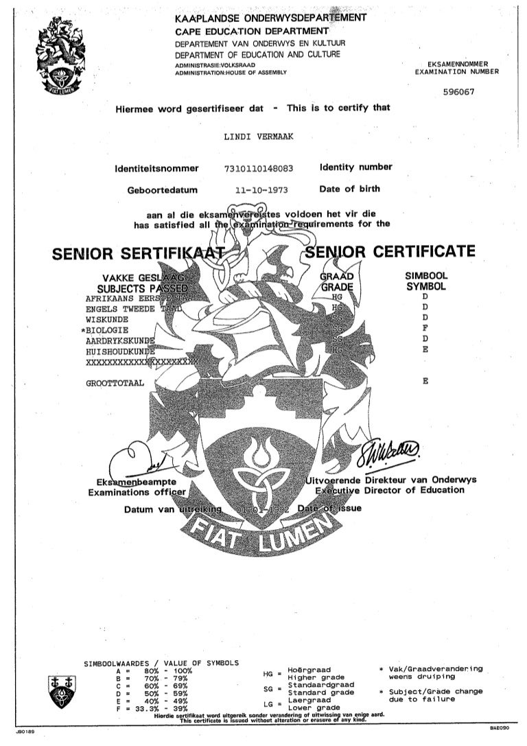 Senior Certificate