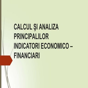 Calculul si analiza indicatorilor economico-financiari