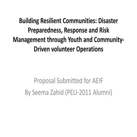 Rejuvenating the Youth Participation in Disaster Risk Reduction and ...