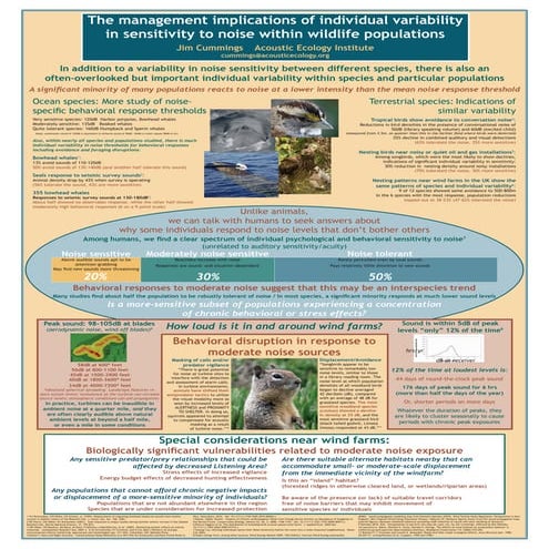 Wind & Wildlife: Management implications of individual variability in noise s...