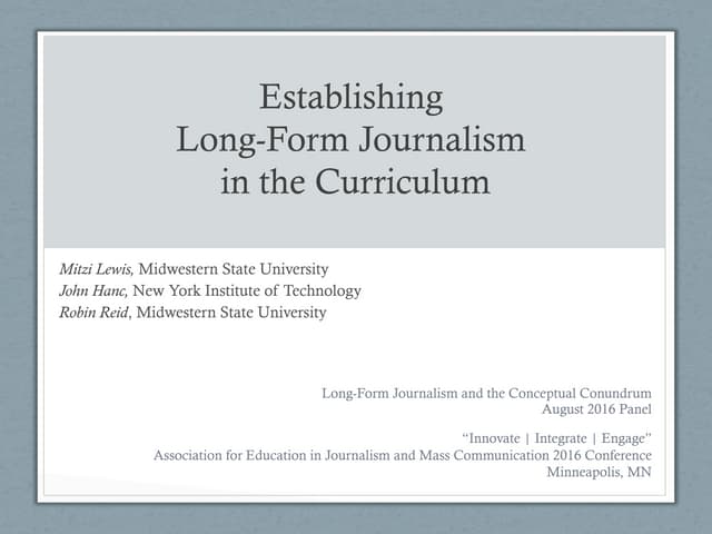 AEJMC Literary Journalism Presentation 2016