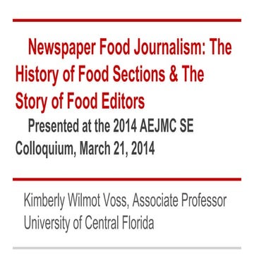Newspaper Food Editors' talk at the AEJMC SE Colloquium 