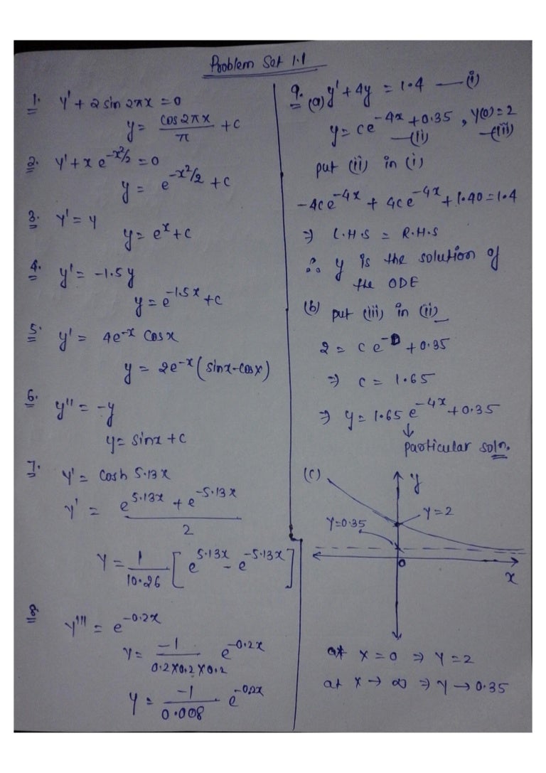 Advanced engineering mathematics chapter1 1 solution