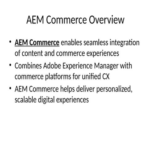 Introduction to Adobe Experience Manager based e commerce | PPTX
