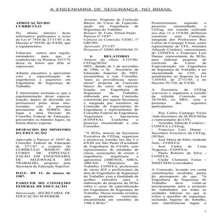 A engenharia de segurança no brasil