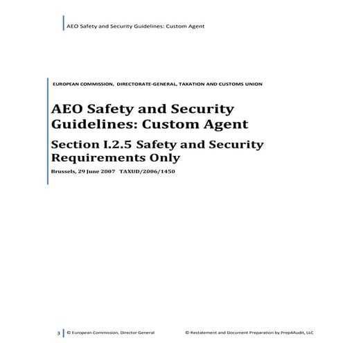 AEO Safety  and Security  Guidelines: Custom Agent | Prep4Audit