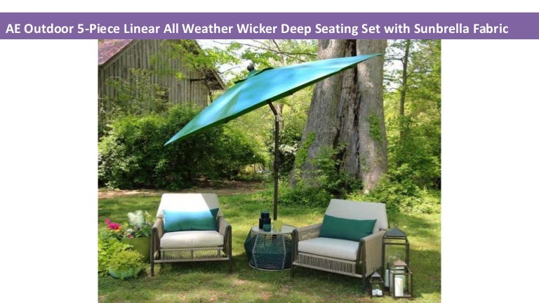 Ae Outdoor 5 Piece Linear All Weather Wicker Deep Seating Set With Su