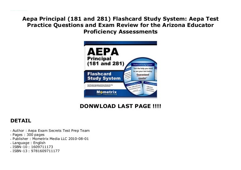 Aepa Principal (181 and 281) Flashcard Study System Aepa Test Practi…