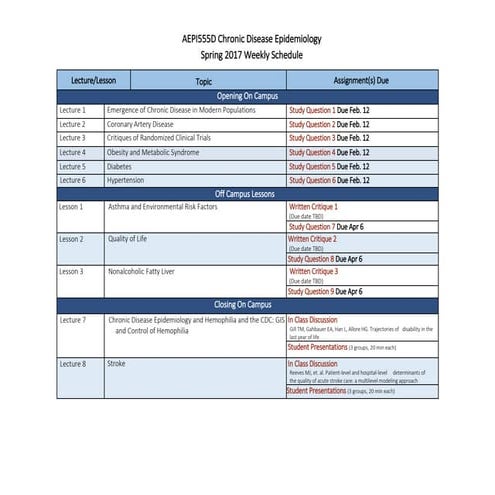 Aepi555 schedule