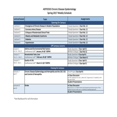 Aepi555 schedule final