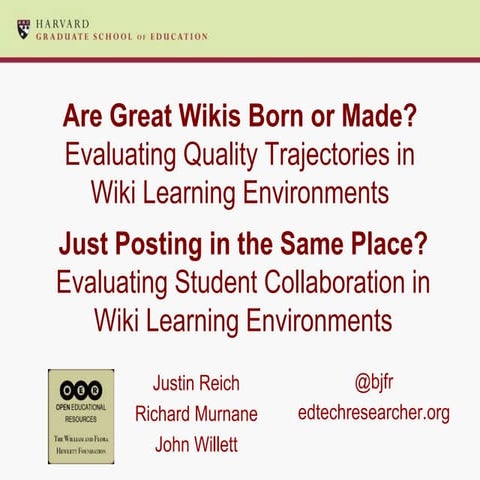 Are Great Wikis Born or Made? Are Students Just Posting in the Same Place?