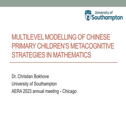 Multilevel modelling of Chinese primary children’s metacognitive strategies i...