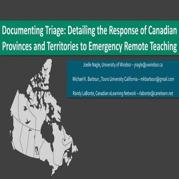 AERA 2021 - Documenting Triage: Detailing the Response of Canadian Provinces ...