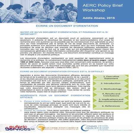 écrire un document d'orientation