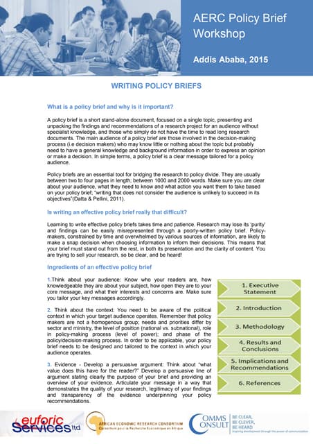 Policy brief template and guide | DOC