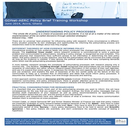 Understanding policy processes