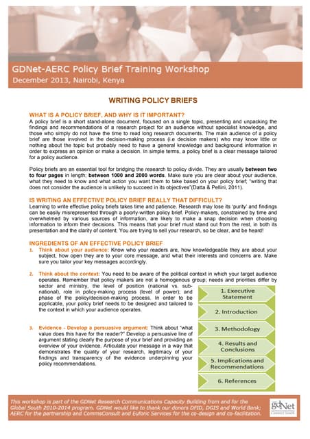 Policy brief template and guide | DOC