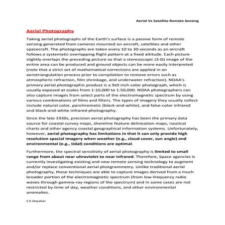 Aerial photography vs RS satellite