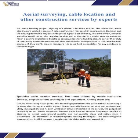 Aerial surveying, cable location and other construction services by experts