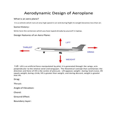 Aerodynamic design of aeroplane