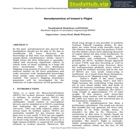 Aerodynamics Of Insect S Flight