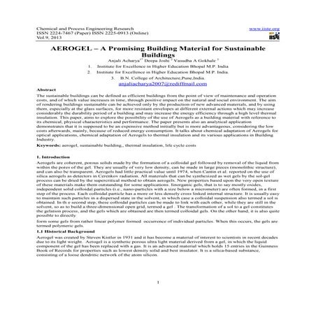 Aerogel – a promising building material for sustainable buildings