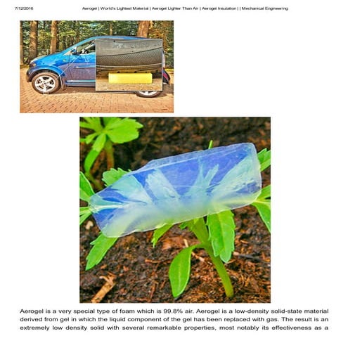 Aerogel  world’s lightest material   