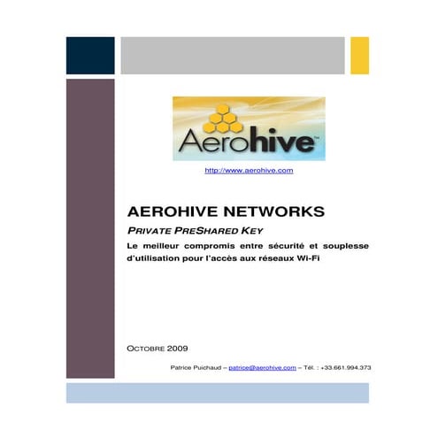 Aerohive - Sécuriser et simplifier l’accès Wi-Fi avec Private Psk