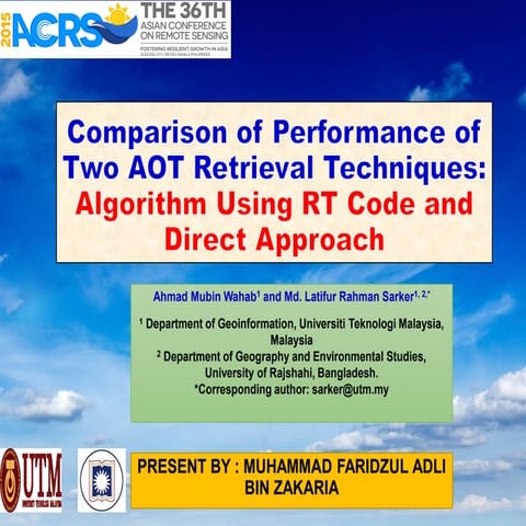 Aerosol retrieval using modis data &amp; rt code
