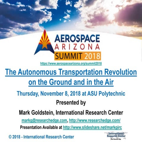 Aerospace Arizona Summit Autonomous Vehicles Presentation 11/8/18