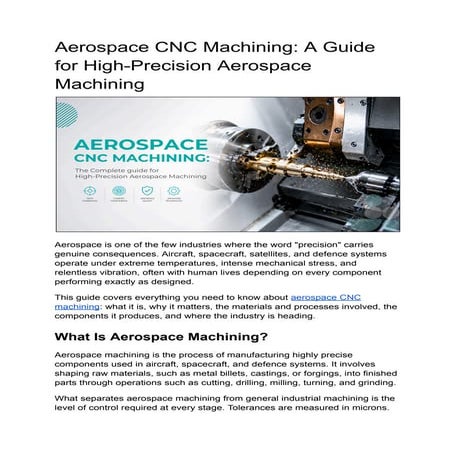 Aerospace CNC Machining: A Guide for High-Precision Machining | PDF