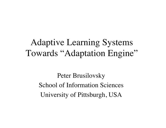 Adaptive Learning Systems: A review of Adaptation.