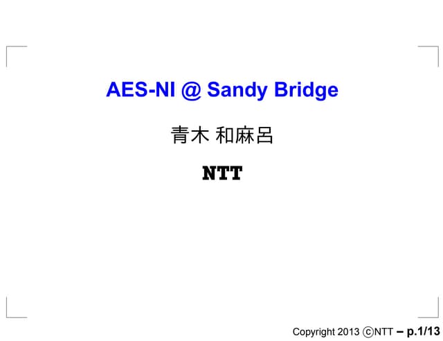 AES-NI@Sandy Bridge