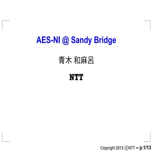 AES-NI@Sandy Bridge