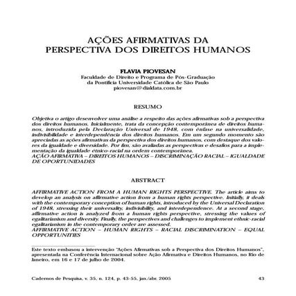 Ações afirmativas da perspectiva dos direitos humanos
