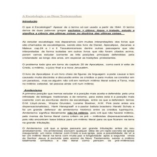 A escatologia e as duas testemunhas