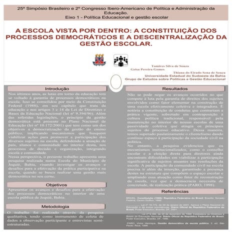 A escola vista por dentro a constituição dos processos democráticos e a descentralização da gestão escolar